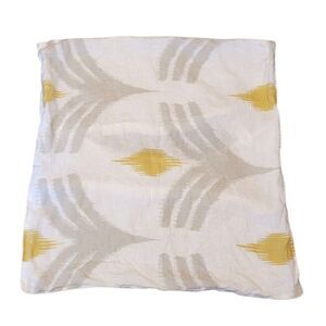 West Elm 26" x 26" White 100% Linen Ikat Pillow Case